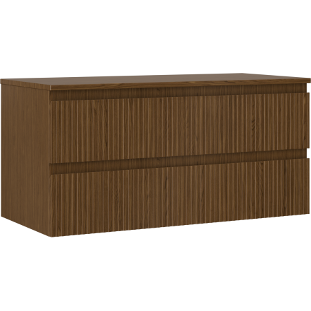 Mexen Rivel badkamerkast onder wastafel 100 cm met blad, 2 laden, gegroefd, walnoot - 91A20-10047-2-BFFC86