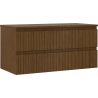 Mexen Rivel Badezimmerschrank 100 cm mit Arbeitsplatte, 2 Schubladen, geriffelt, Walnuss - 91A20-10047-2-BFFC86