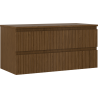 Mexen Rivel bathroom cabinet under sink 100 cm with countertop, 2 drawers, grooved, walnut - 91A20-10047-2-BFFC86