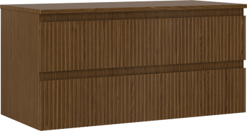 Mexen Rivel Badezimmerschrank 100 cm mit Arbeitsplatte, 2 Schubladen, geriffelt, Walnuss - 91A20-10047-2-BFFC86