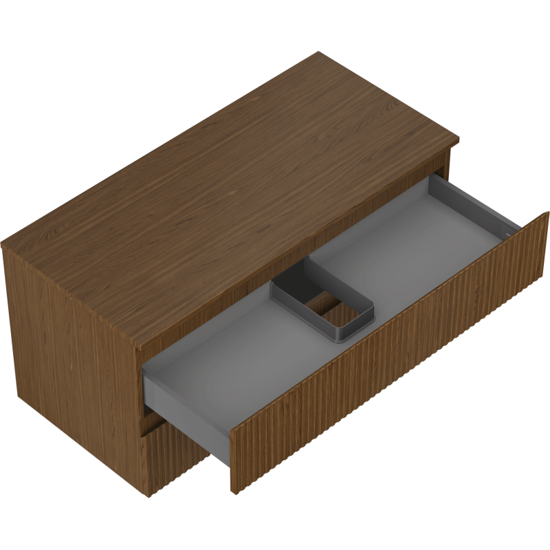 Mexen Rivel Badezimmerschrank 100 cm mit Arbeitsplatte, 2 Schubladen, gerillt, Nussbaum - 91A20-10047-2-BFFC86
