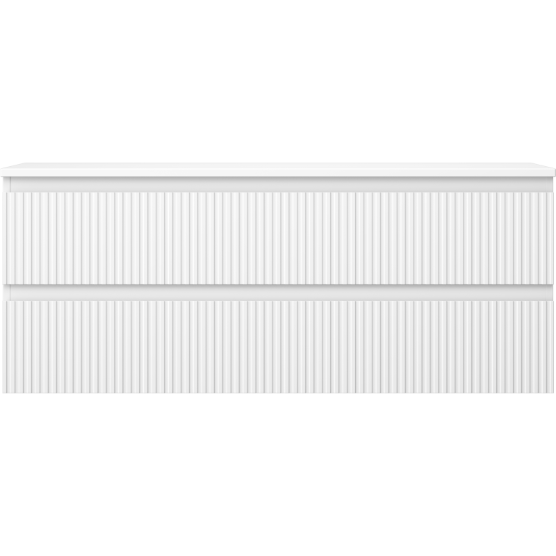 Mexen Rivel armário de casa de banho sob bancada 120 cm com tampo, 2 gavetas, ranhurado, branco mate - 91A20-12047-2-BFFC01