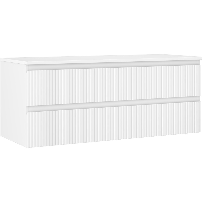Mexen Rivel armadietto da bagno sotto-lavello 120 cm con piano, 2 cassetti, scanalato, bianco opaco - 91A20-12047-2-BFFC01