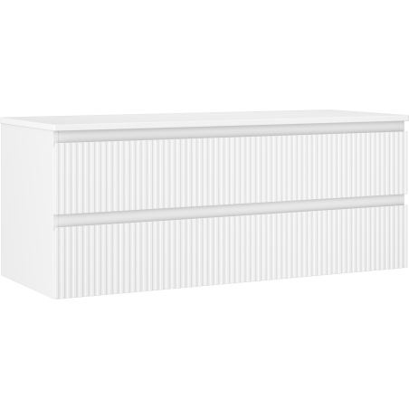 Mexen Rivel szafka łazienkowa podumywalkowa 120 cm z blatem, 2 szuflady, ryflowana , biała mat - 91A20-12047-2-BFFC01