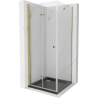 Mexen Lima faltbare Duschkabine 80 x 80 cm, transparent, gold + Flat-Duschwanne, schwarz - 856-080-080-50-00-4070G