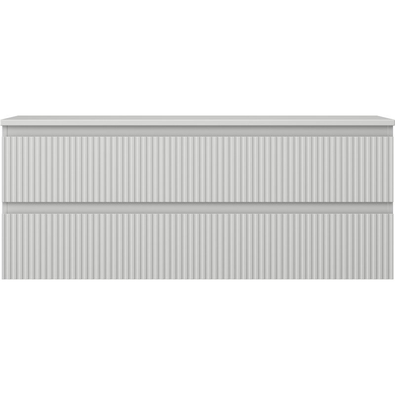Mexen Rivel Badezimmerschrank 120 cm mit Waschtischplatte, 2 Schubladen, geriffelt, grau matt - 91A20-12047-2-BFFC62
