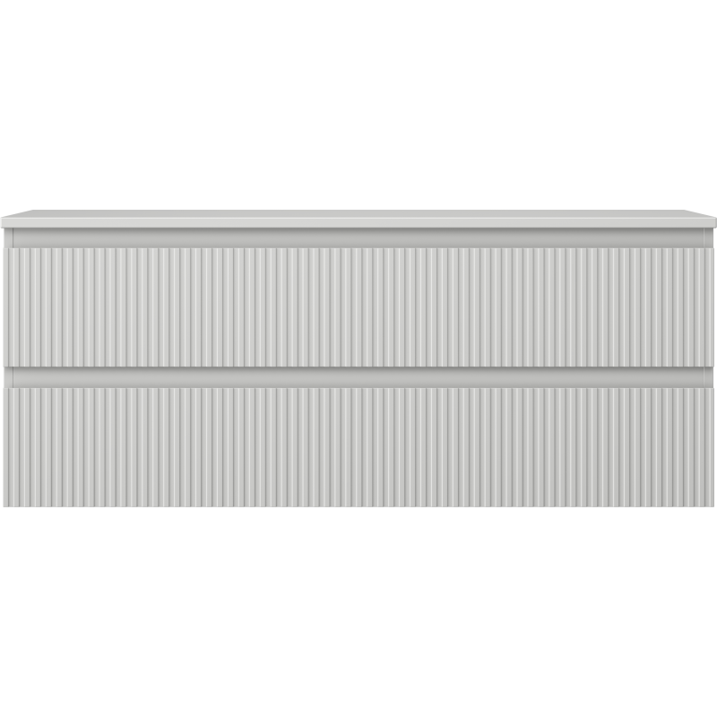 Mexen Rivel Badezimmerunterschrank 120 cm mit Platte, 2 Schubladen, gerillt, grau matt - 91A20-12047-2-BFFC62