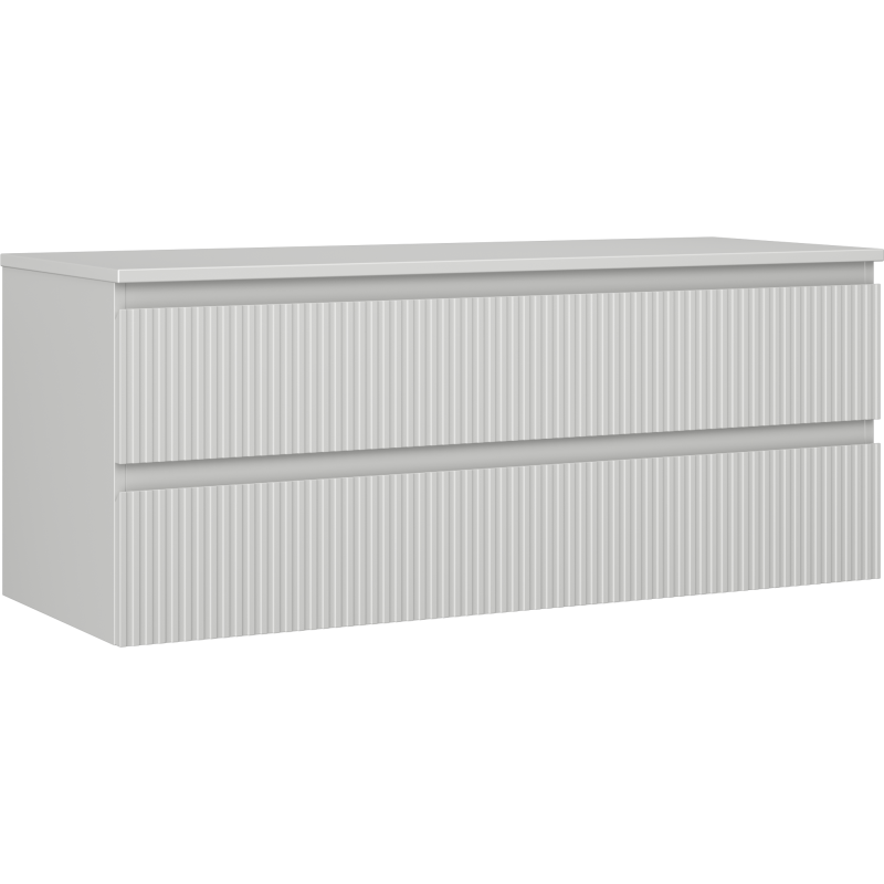 Mexen Rivel armario de baño para lavabo de 120 cm con encimera, 2 cajones, con ranuras, gris mate - 91A20-12047-2-BFFC62