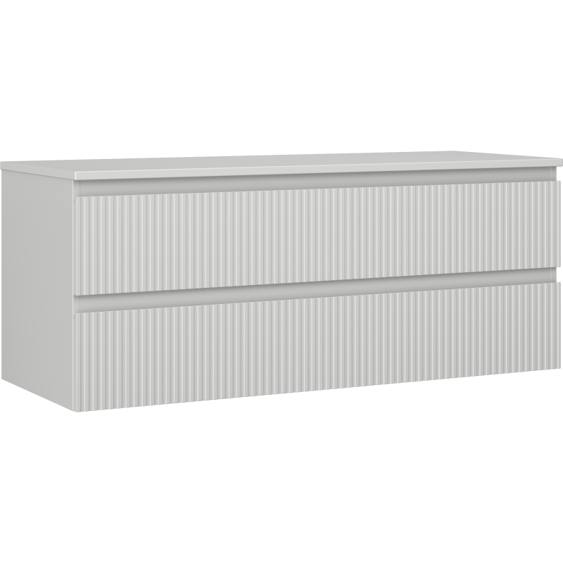 Mexen Rivel szafka łazienkowa podumywalkowa 120 cm z blatem, 2 szuflady, ryflowana , szara mat - 91A20-12047-2-BFFC62