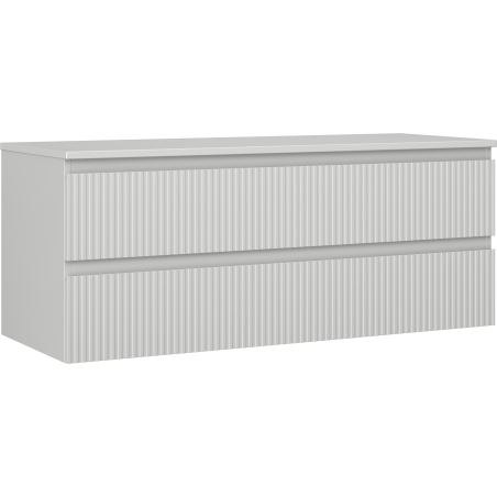 Mexen Rivel 120 cm Bathroom Cabinet with Countertop, 2 Drawers, Grooved, Matt Grey - 91A20-12047-2-BFFC62