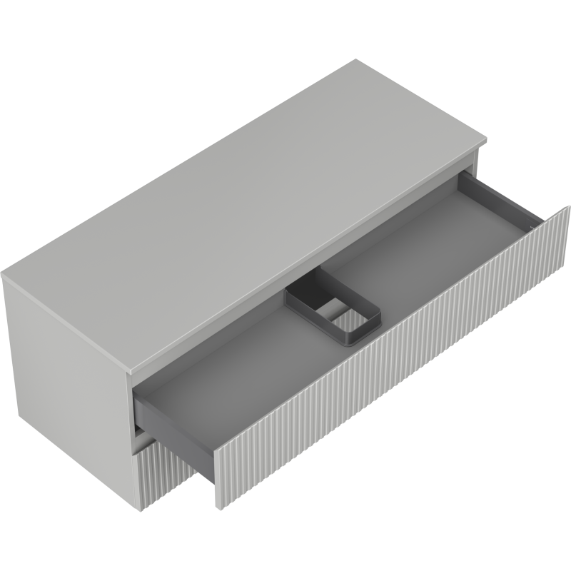 Mexen Rivel armario de baño para lavabo de 120 cm con encimera, 2 cajones, con ranuras, gris mate - 91A20-12047-2-BFFC62