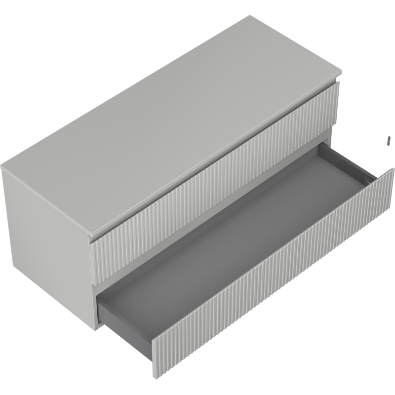 Mexen Rivel armario de baño para lavabo de 120 cm con encimera, 2 cajones, con ranuras, gris mate - 91A20-12047-2-BFFC62