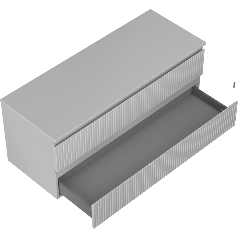 Mexen Rivel armoire de salle de bain sous lavabo 120 cm avec plateau, 2 tiroirs, rainurée, gris mat - 91A20-12047-2-BFFC62