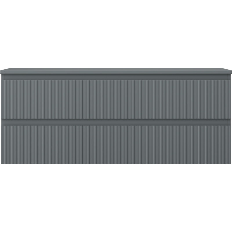 Mexen Rivel badkamerkast onder wasbak 120 cm met blad, 2 laden, geribbeld, grafietmat - 91A20-12047-2-BFFC66