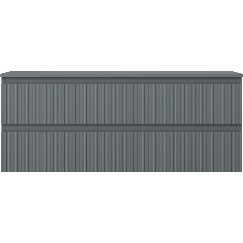 Mexen Rivel badkamerkastje onder wastafel 120 cm met blad, 2 lades, geribbeld, grafiet mat - 91A20-12047-2-BFFC66
