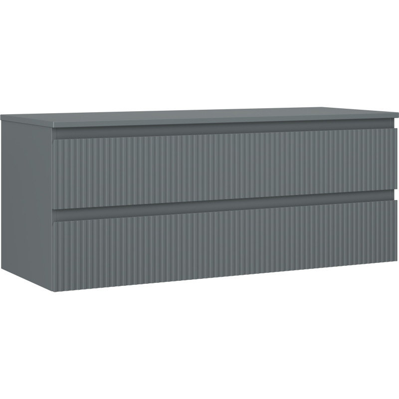 Mexen Rivel badkamerkast onder wasbak 120 cm met blad, 2 laden, geribbeld, grafietmat - 91A20-12047-2-BFFC66