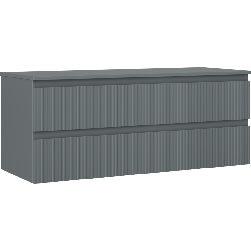 Mexen Rivel kylpyhuonekaappi pesualtaan alle 120 cm, jossa on taso, 2 laatikkoa, uurrettu, grafiitinharmaa matta