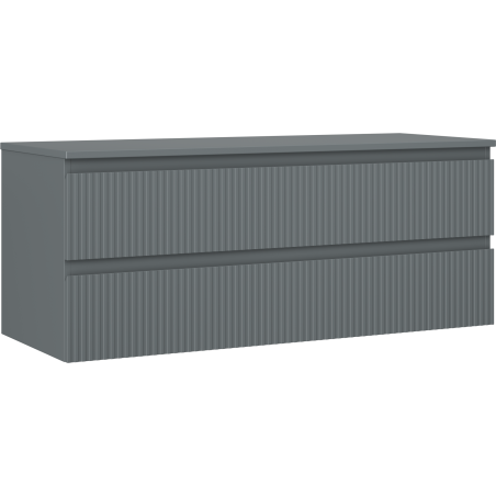 Mexen Rivel 120cm Bathroom Vanity Unit with Countertop, 2 Drawers, Ribbed, Matte Graphite - 91A20-12047-2-BFFC66