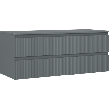 Mexen Rivel Badezimmerschrank 120 cm mit Arbeitsplatte, 2 Schubladen, geriffelt, Graphit matt - 91A20-12047-2-BFFC66