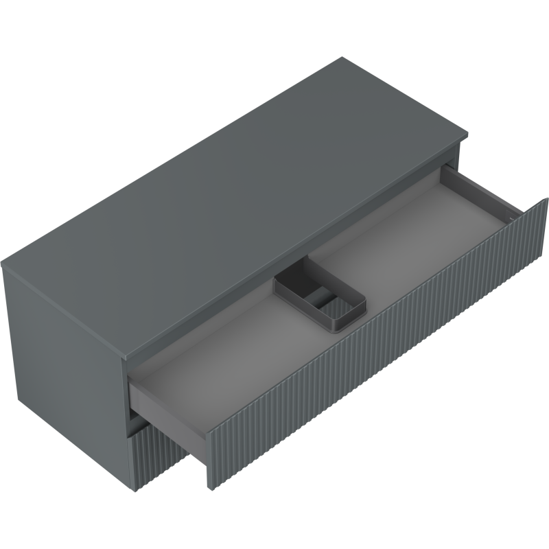 Mexen Rivel szafka łazienkowa podumywalkowa 120 cm z blatem, 2 szuflady, ryflowana , grafit mat - 91A20-12047-2-BFFC66
