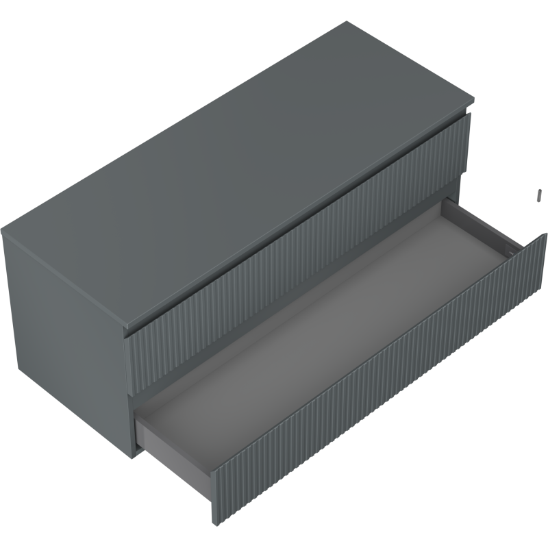 Mexen Rivel Badezimmerschrank unter dem Waschbecken 120 cm mit Arbeitsplatte, 2 Schubladen, gerillt, Graphit Matt