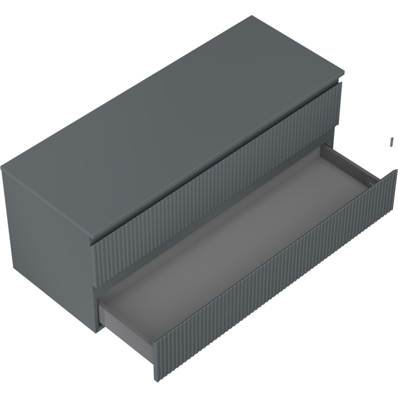 Mexen Rivel mueble de baño de 120 cm con encimera, 2 cajones, ranurado, grafito mate - 91A20-12047-2-BFFC66