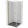 Mexen Lima prekrižena tuš kabina 90 x 90 cm, prozirna, zlatna + Flat tuš kada, crna - 856-090-090-50-00-4070G