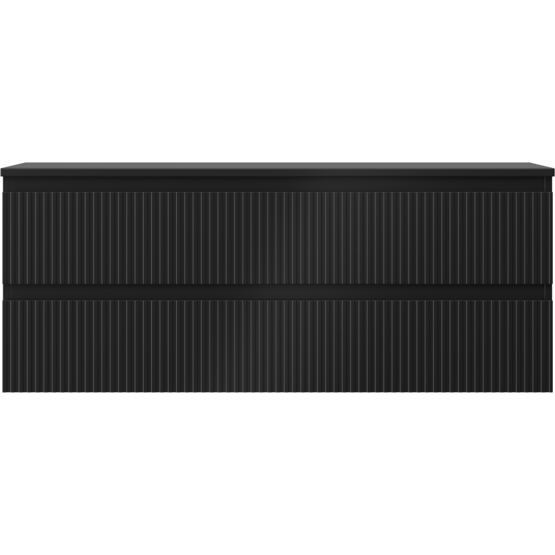 Mexen Rivel bathroom sink cabinet 120 cm with countertop, 2 drawers, fluted, matte black - 91A20-12047-2-BFFC71