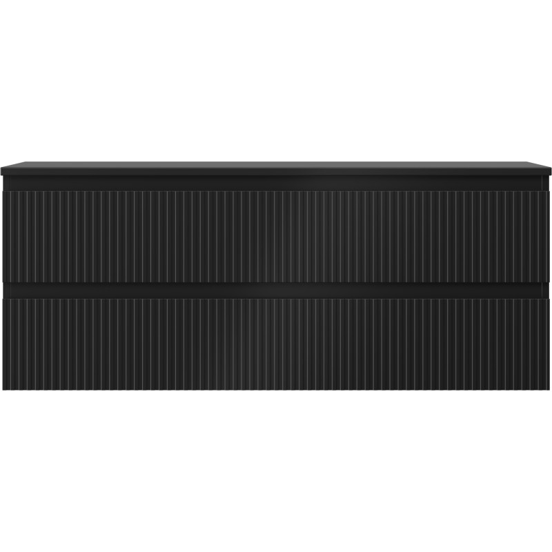 Mexen Rivel meuble sous-lavabo de salle de bain 120 cm avec plan, 2 tiroirs, rainuré, noir mat - 91A20-12047-2-BFFC71