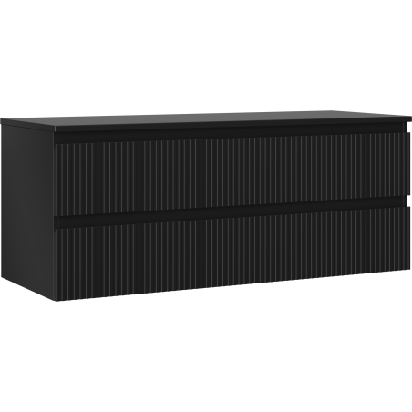 Mexen Rivel armadietto da bagno sotto lavabo 120 cm con piano, 2 cassetti, scanalato, nero opaco - 91A20-12047-2-BFFC71