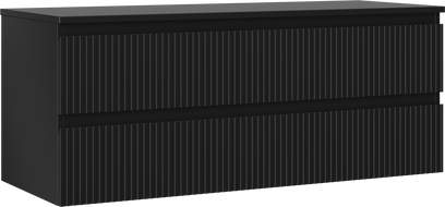 Mexen Rivel badkamerkast onder de wastafel 120 cm met blad, 2 laden, gegroefd, mat zwart - 91A20-12047-2-BFFC71