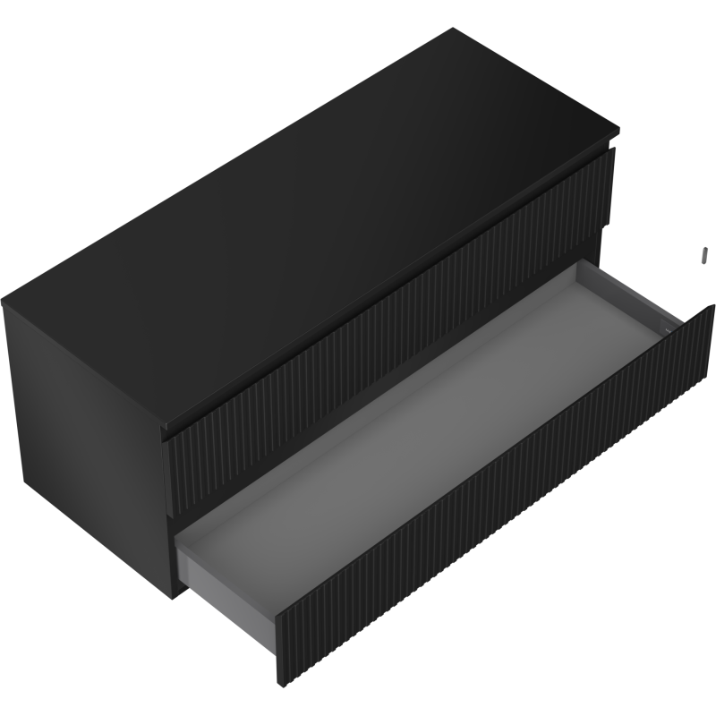 Mexen Rivel szafka łazienkowa podumywalkowa 120 cm z blatem, 2 szuflady, ryflowana , czarna mat - 91A20-12047-2-BFFC71