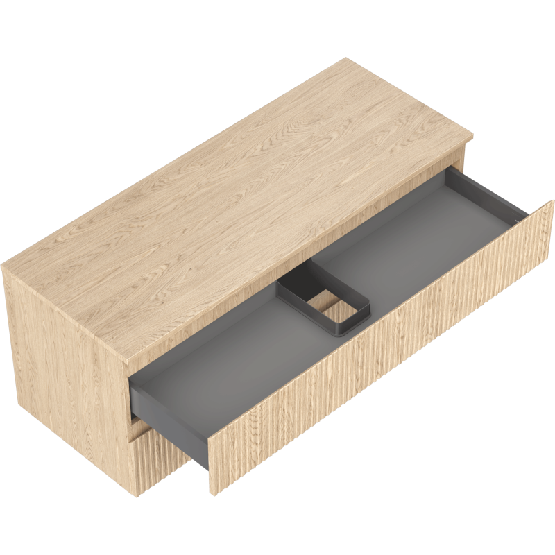 Mexen Rivel badkamerkast onder de wastafel 120 cm met blad, 2 lades, gegroefd, eiken - 91A20-12047-2-BFFC81