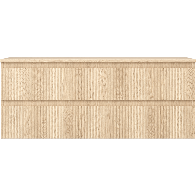 Mexen Rivel Badezimmerunterschrank 120 cm mit Arbeitsplatte, 2 Schubladen, geriffelt, Eiche - 91A20-12047-2-BFFC81