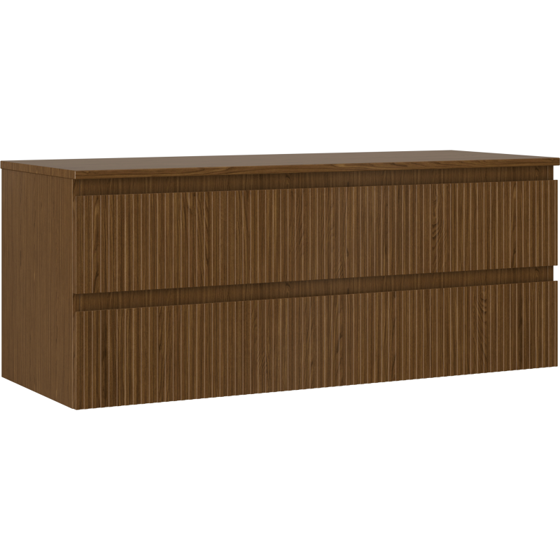 Mexen Rivel meuble de salle de bain sous lavabo 120 cm avec plateau, 2 tiroirs, rainuré, noyer - 91A20-12047-2-BFFC86