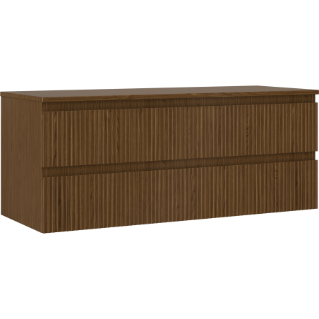 Mexen Rivel gabinete de baño debajo del lavabo de 120 cm con encimera, 2 cajones, ranurado, nogal - 91A20-12047-2-BFFC86