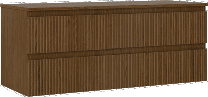 Mexen Rivel Badezimmerunterschrank 120 cm mit Platte, 2 Schubladen, geriffelt, Nussbaum - 91A20-12047-2-BFFC86