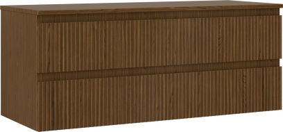 Mexen Rivel gabinete de baño debajo del lavabo de 120 cm con encimera, 2 cajones, ranurado, nogal - 91A20-12047-2-BFFC86