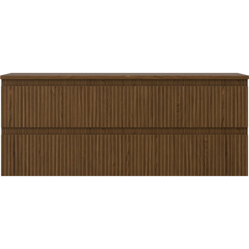 Mexen Rivel gabinete de baño debajo del lavabo de 120 cm con encimera, 2 cajones, ranurado, nogal - 91A20-12047-2-BFFC86