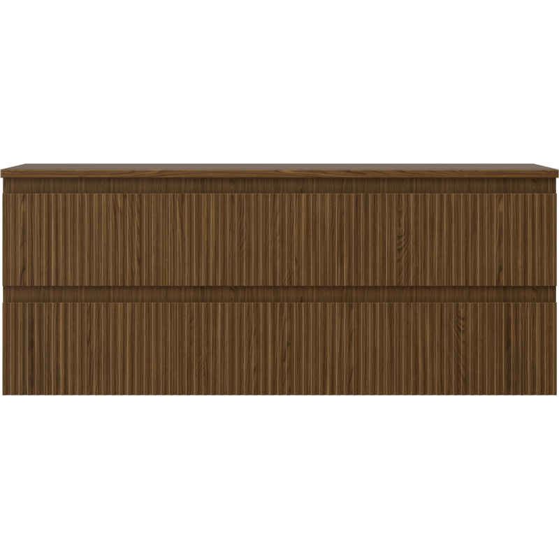 Mexen Rivel mobiletto da bagno sotto lavabo 120 cm con piano, 2 cassetti, scanalato, noce - 91A20-12047-2-BFFC86