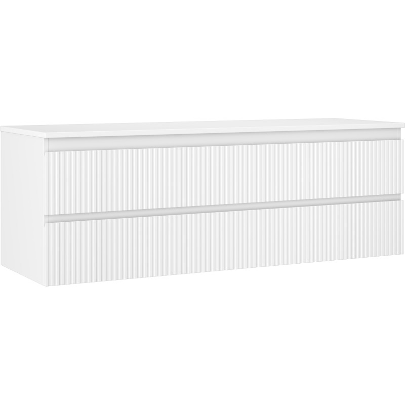 Mexen Rivel mobiletto da bagno sottolavabo 140 cm con piano, 2 cassetti, scanalato, bianco opaco - 91A20-14047-2-BFFC01
