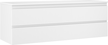 Mexen Rivel badkamerkastje onder de wastafel 140 cm met blad, 2 lades, geribbeld, mat wit - 91A20-14047-2-BFFC01