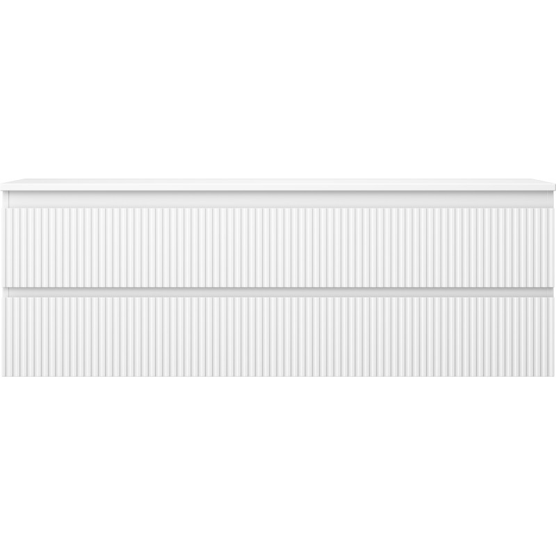 Mexen Rivel badkamerkast onder wastafel 140 cm met blad, 2 lades, geribbeld, wit mat - 91A20-14047-2-BFFC01