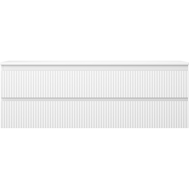 Mexen Rivel badkamerkastje onder de wastafel 140 cm met blad, 2 lades, geribbeld, mat wit - 91A20-14047-2-BFFC01