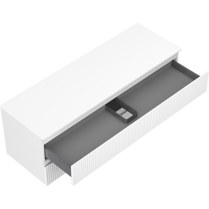 Mexen Rivel Meuble de salle de bains 140 cm avec plan de travail, 2 tiroirs, rainuré, blanc mat - 91A20-14047-2-BFFC01