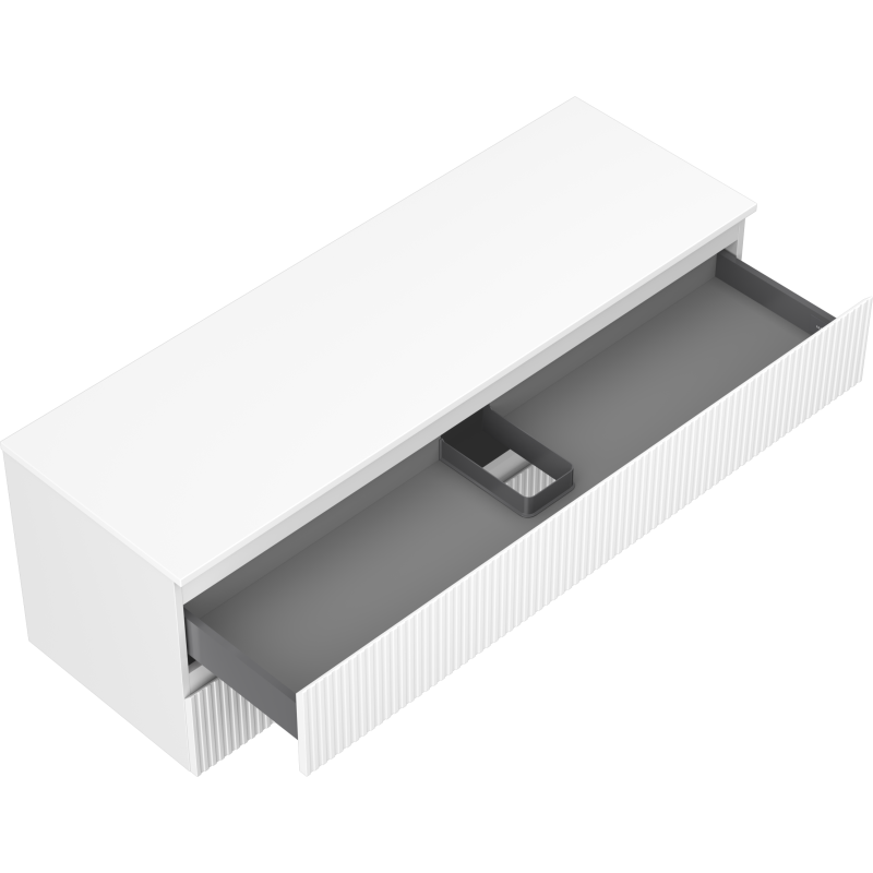 Mexen Rivel Waschtischunterschrank 140 cm mit Arbeitsplatte, 2 Schubladen, gerillt, weiß matt - 91A20-14047-2-BFFC01