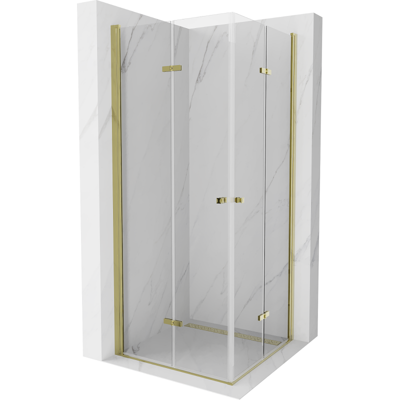 Mexen Lima Duo cabina doccia pieghevole 80 x 80 cm, trasparente, oro - 856-080-080-50-00-02