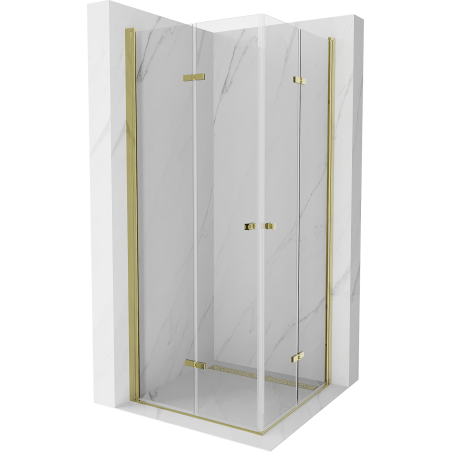 Mexen Lima Duo opvouwbare douchecabine 80 x 80 cm, transparant, goud - 856-080-080-50-00-02
