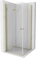 Mexen Lima Duo cabina de ducha abatible 80 x 80 cm, transparente, dorada - 856-080-080-50-00-02