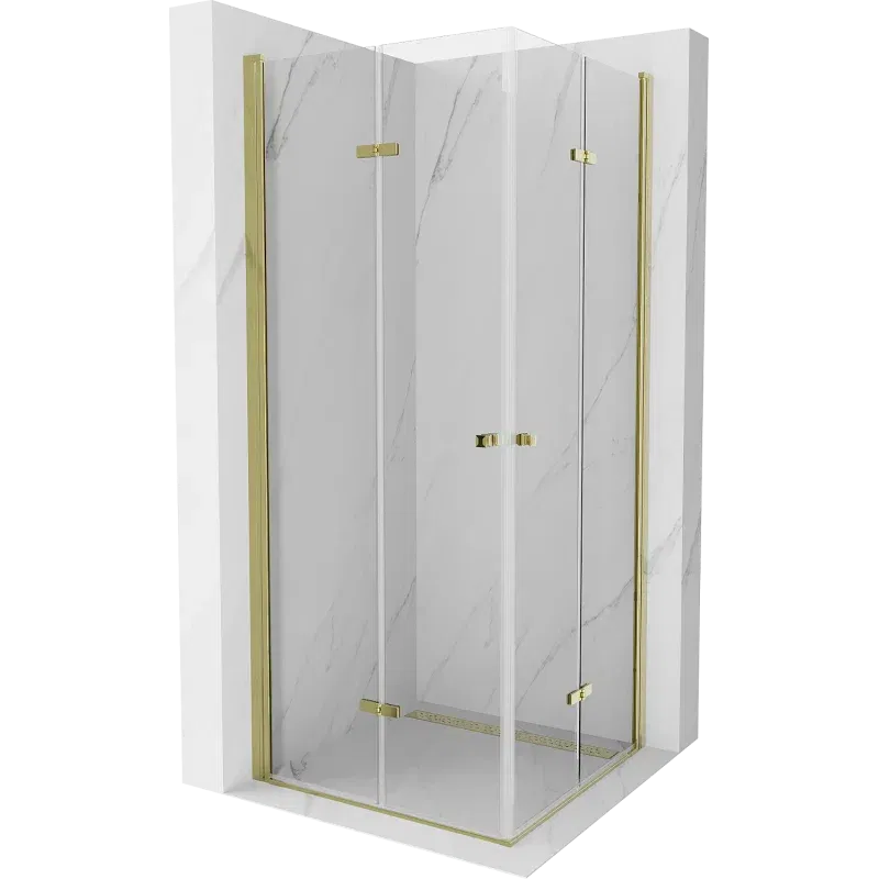 Mexen Lima Duo cabina doccia pieghevole 90 x 90 cm, trasparente, oro - 856-090-090-50-00-02